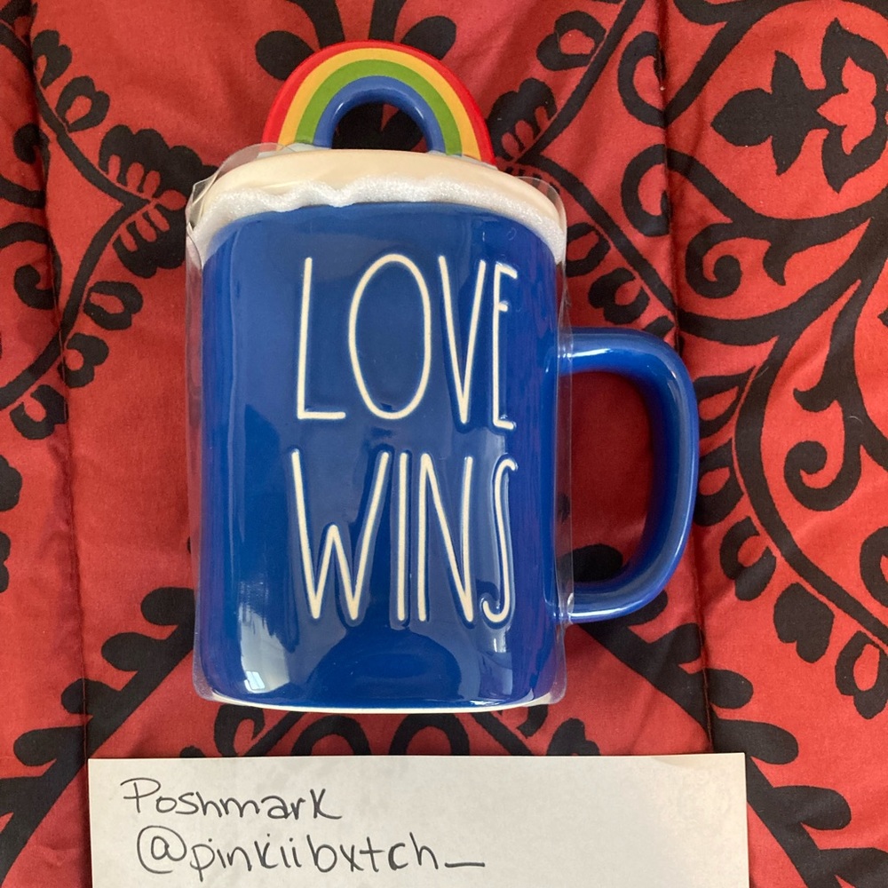 Rae Dunn “Love Wins” mug w/ topper